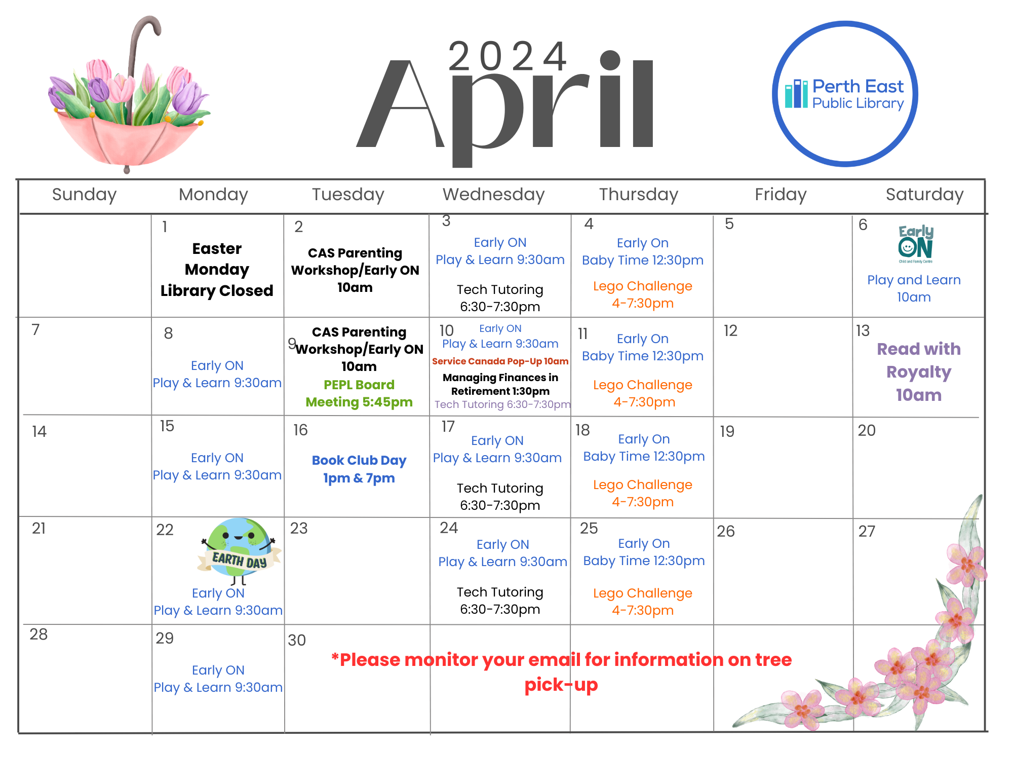 April Program Calendar
