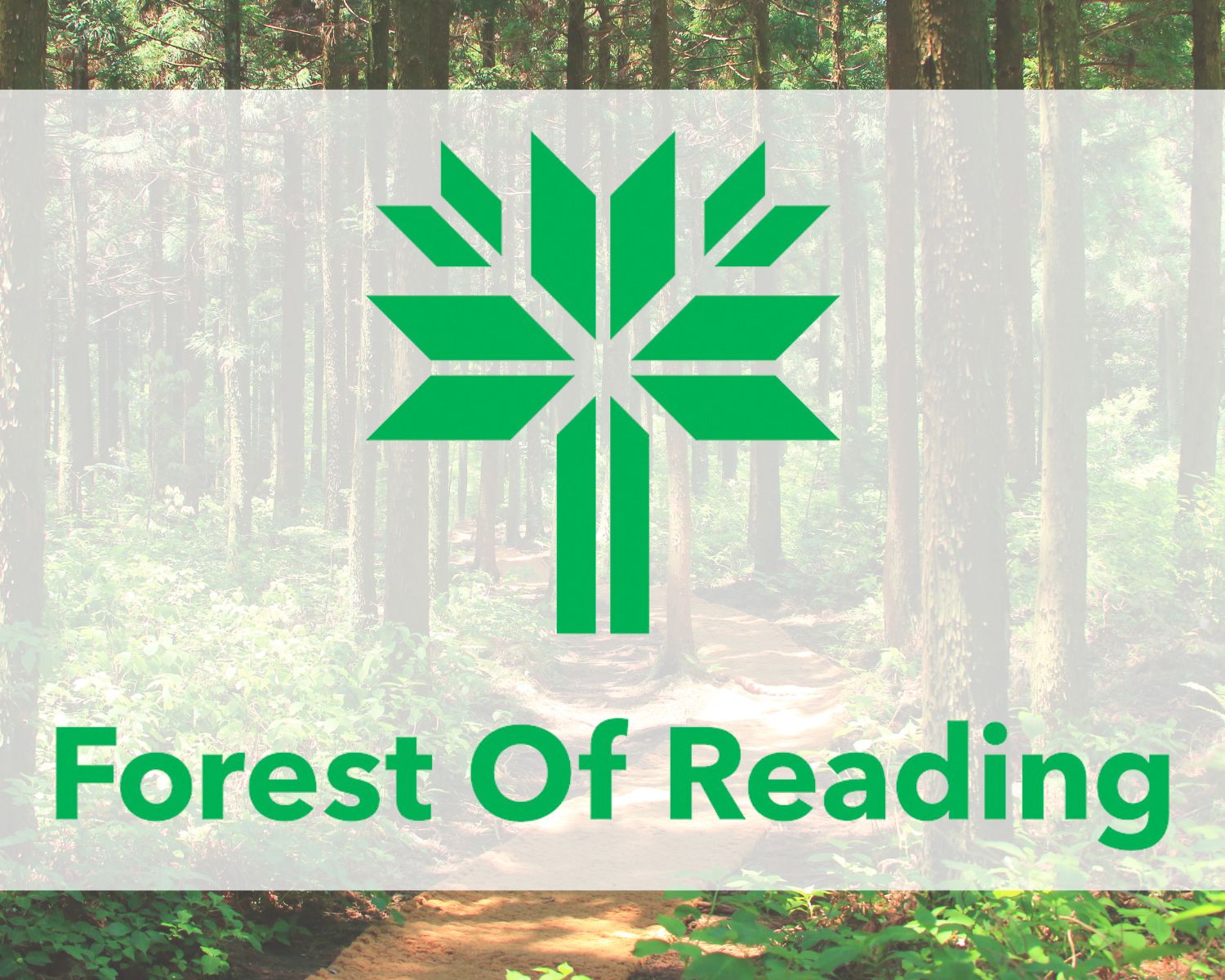 Forest of Reading Logo on top of a forest background