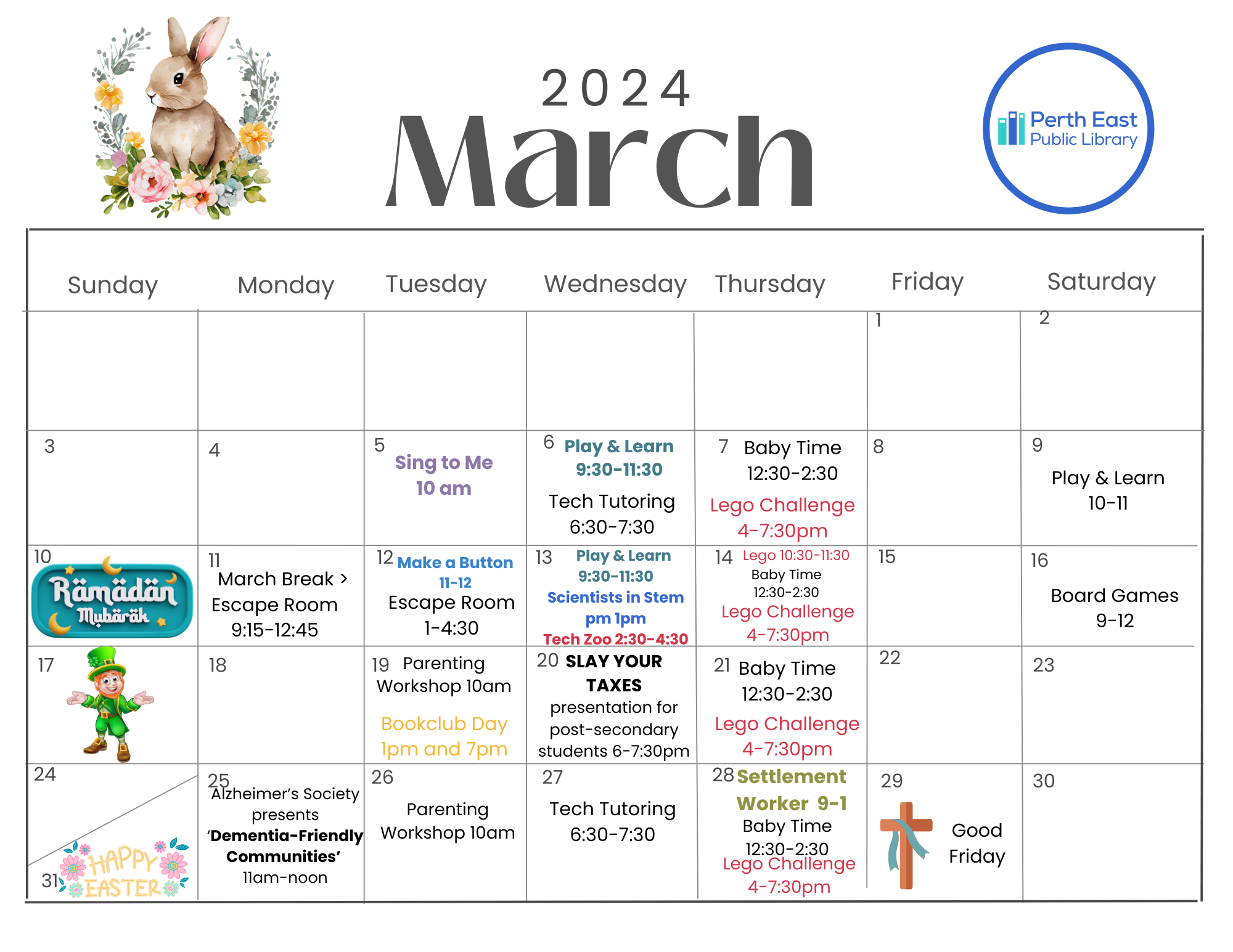 March Program Calendar