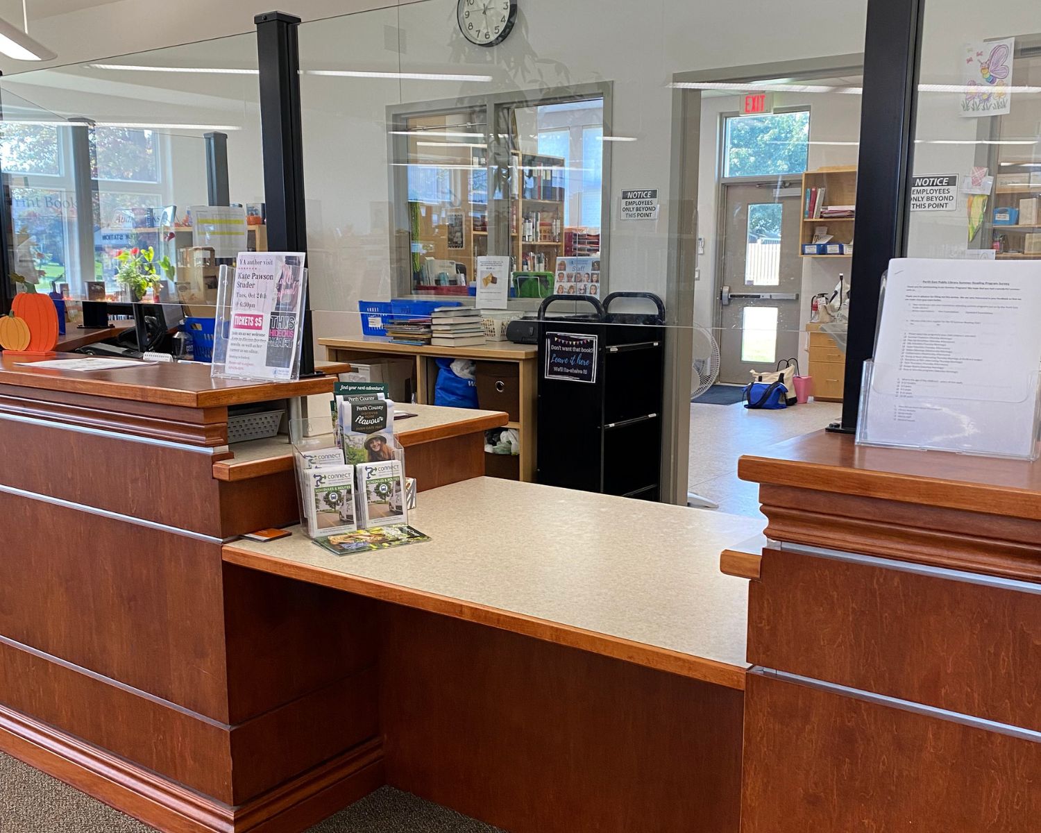 A picture of the circulation desk at Perth East Public Library